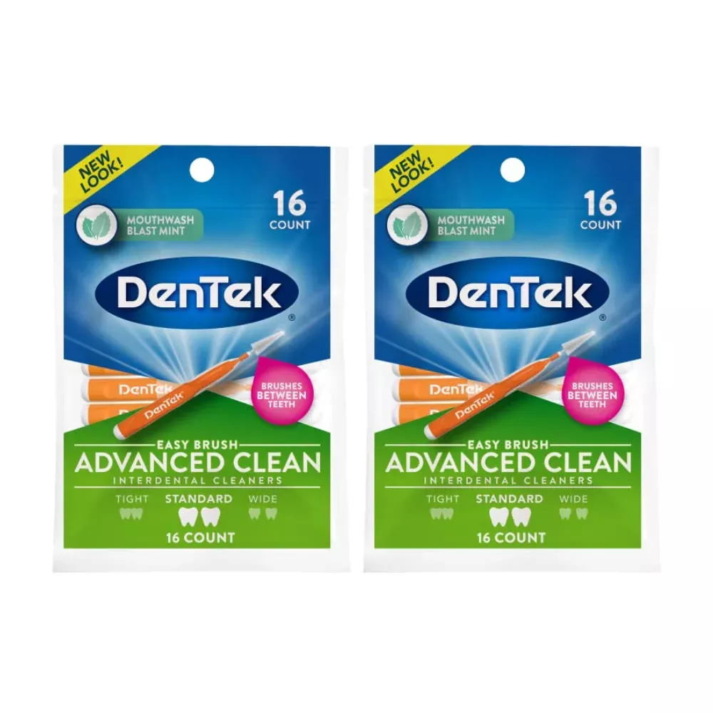 Dentek Easy Brush Interdental Cleaners, Standard, 16 Count, (Pack Of 2)