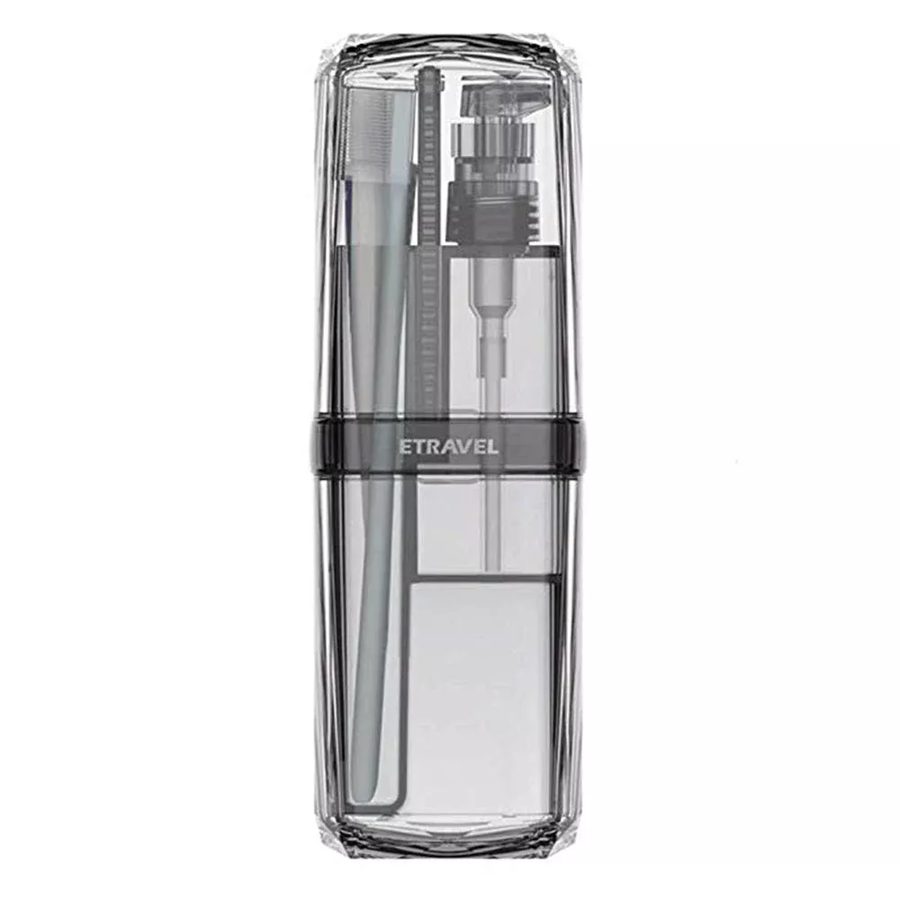 Portable Toothbrush Cup 8 In 1 Wash Set Storage Case, Toothbrush & Toothpaste Shower Gel Shampoo Comb Travel Kits Toiletry Sub (Gray)